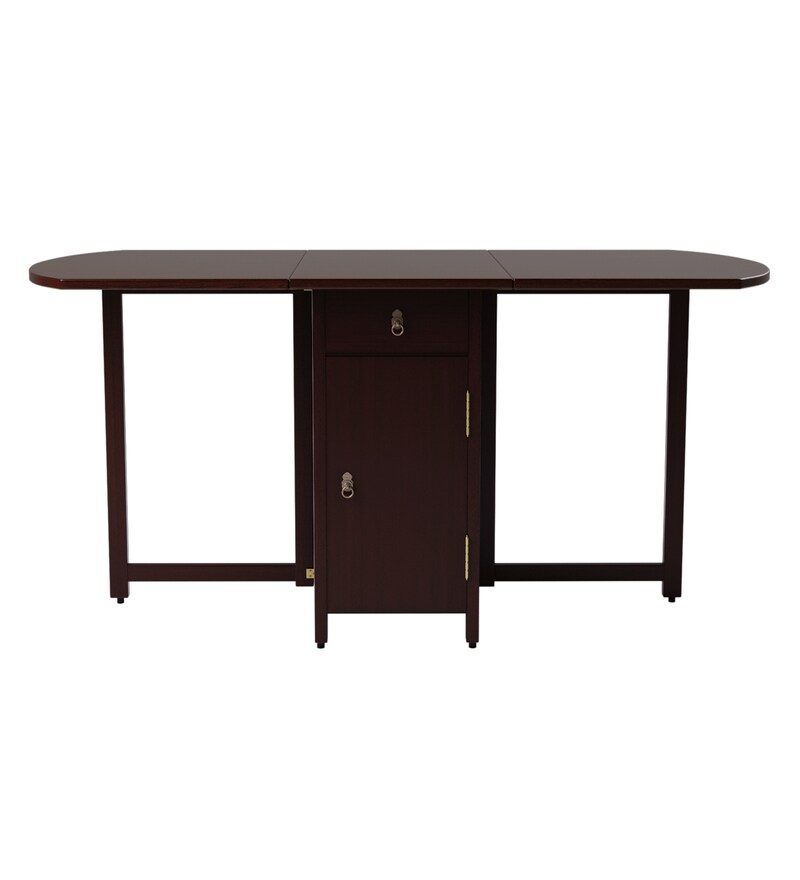 Buy Foldable Dining Table in Ebony Finish by Ekbote Furniture Online