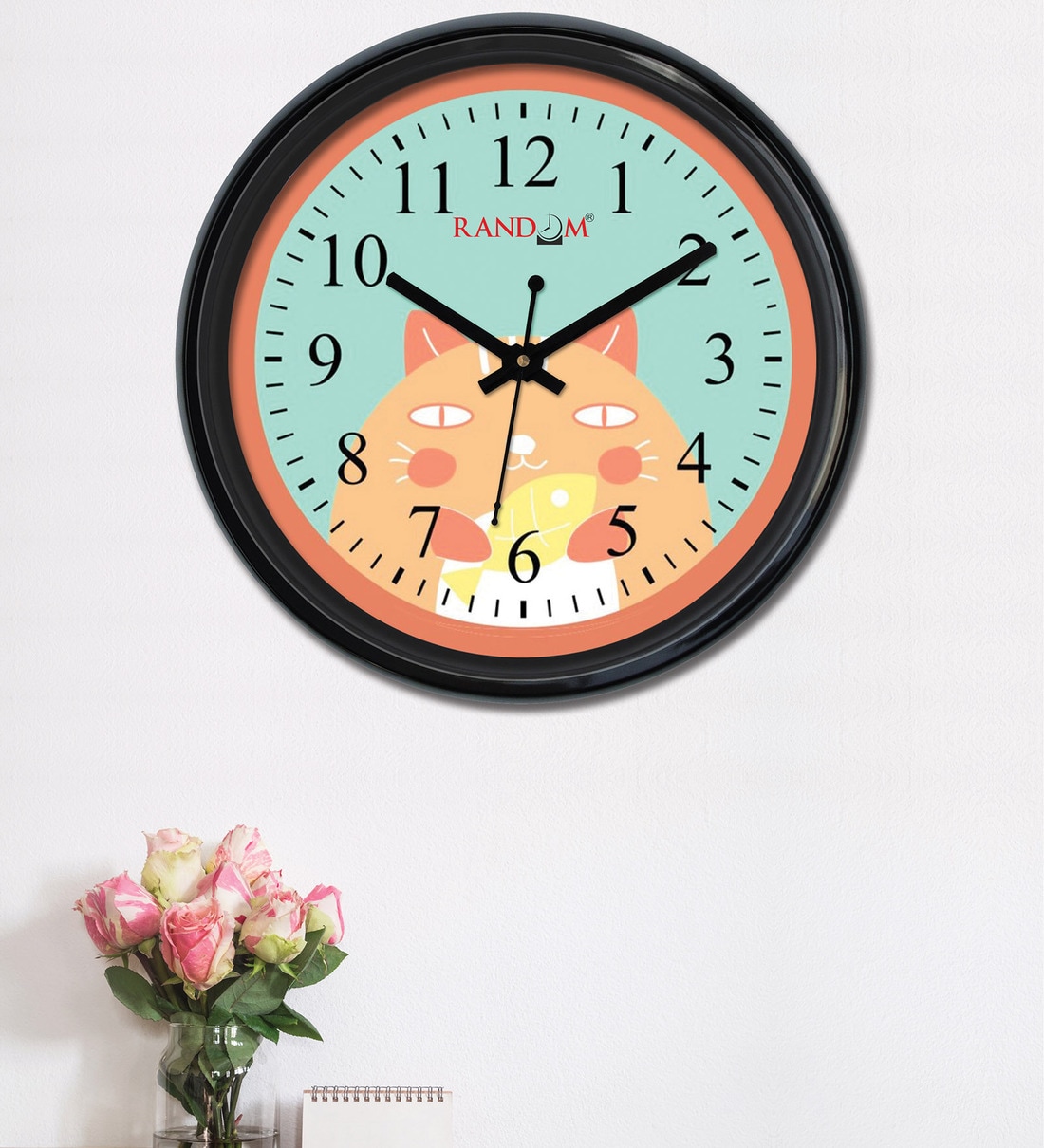 Buy Funny Cat Wall Clock in Orange Colour by Random at 38 OFF by