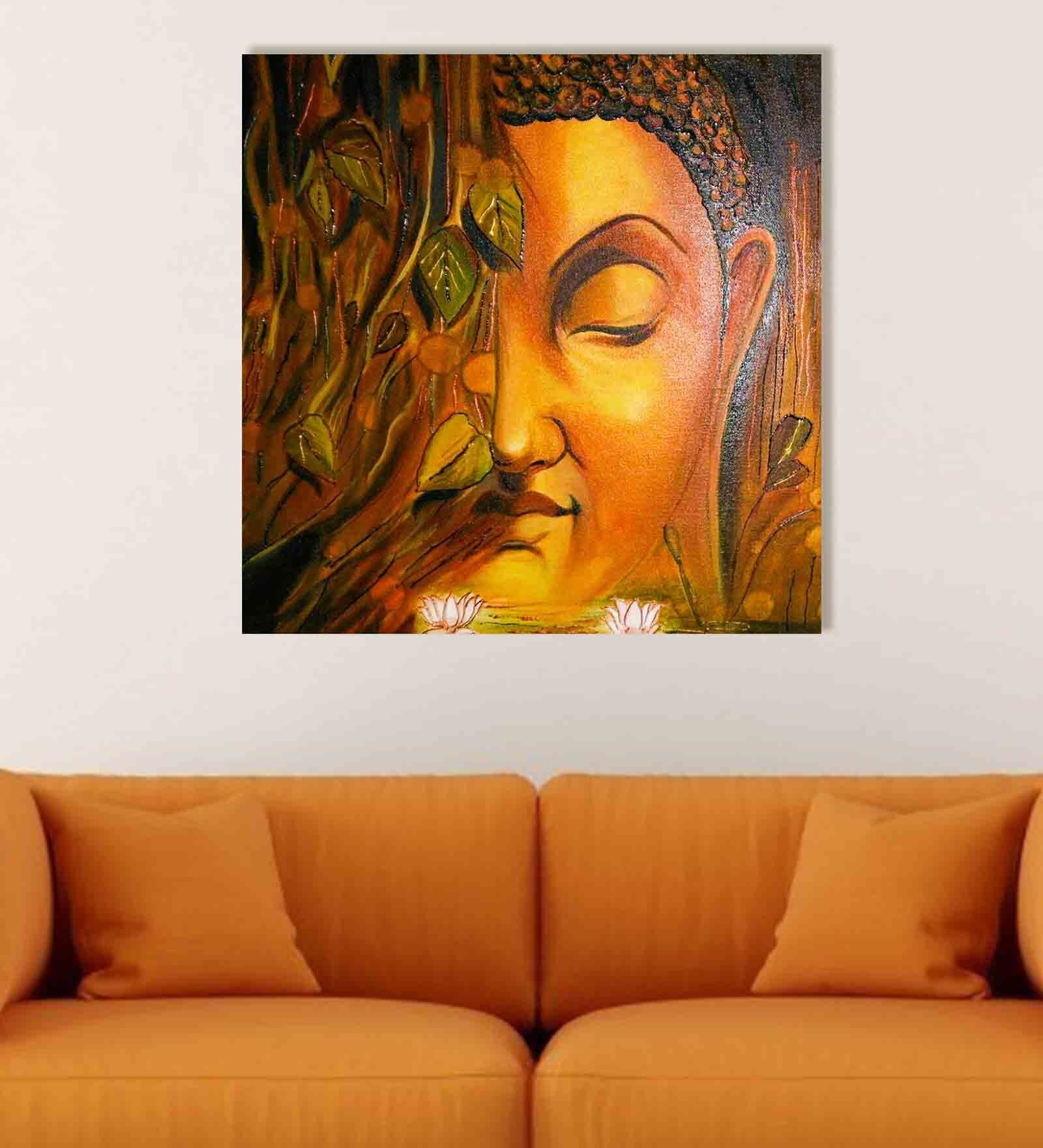 Buy Gautam Buddha Toughened Glass Wall Painting By Flair Glass at 44% ...