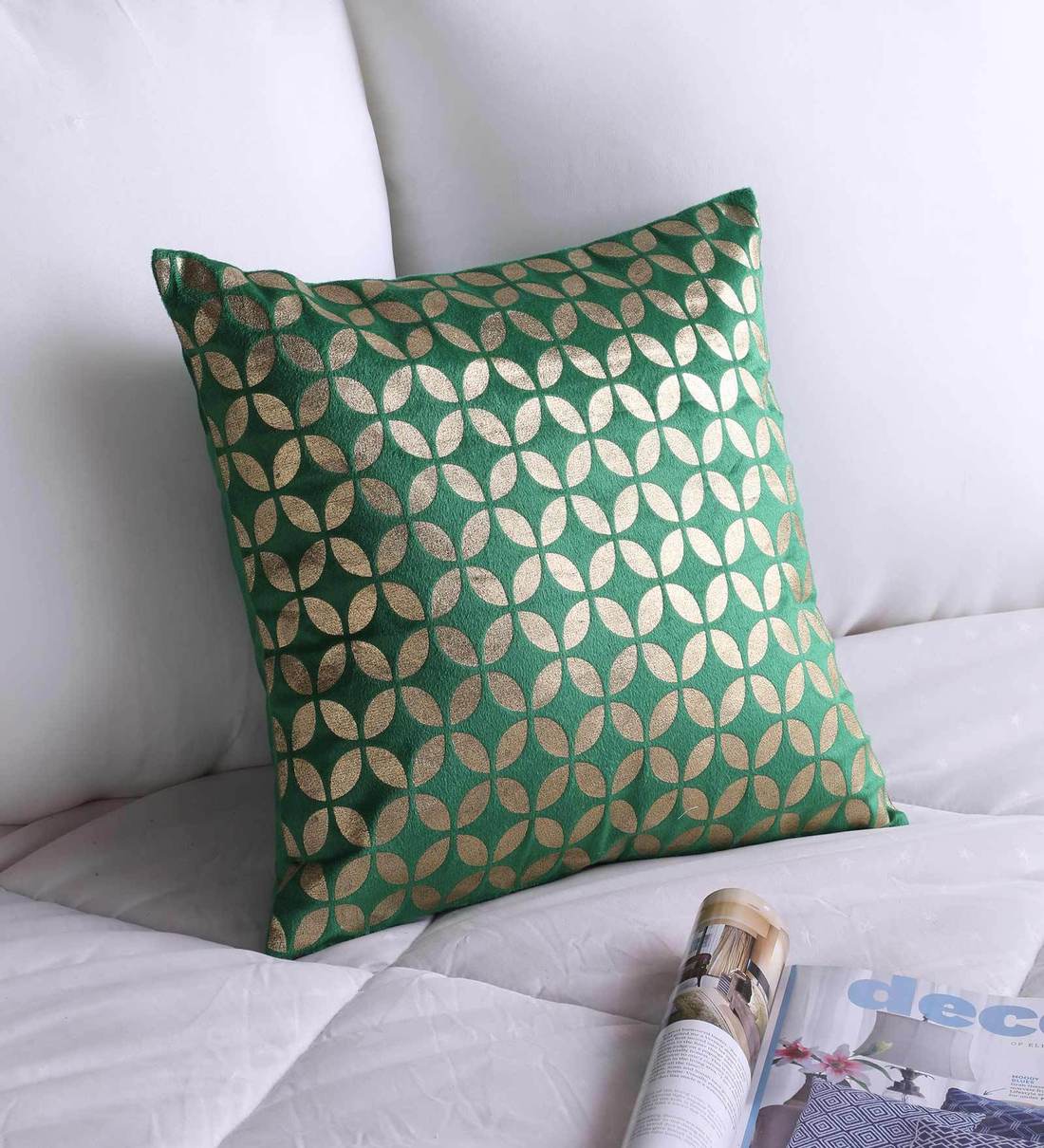 Buy Velvet Traditional Pattern 16x16 Inch Cushion Cover by Ambbi