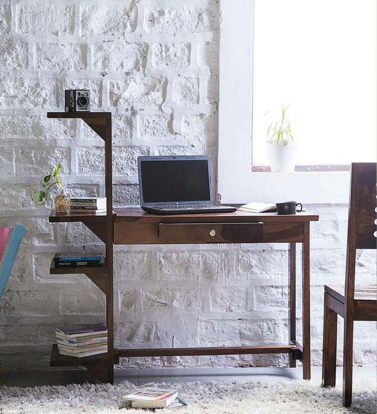 Buy Glendale Study & Laptop Table with Shelves in Provincial Teak
