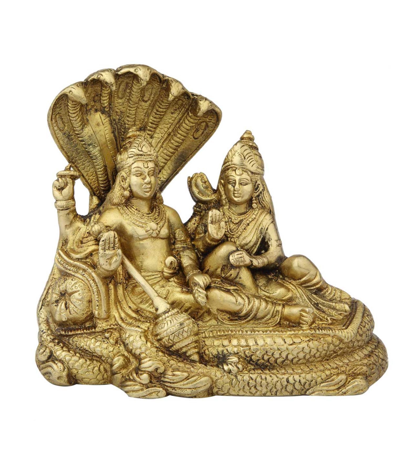 Buy Glossy Brass Vishnu Lakshmi Idol by Statue Studio Online Other