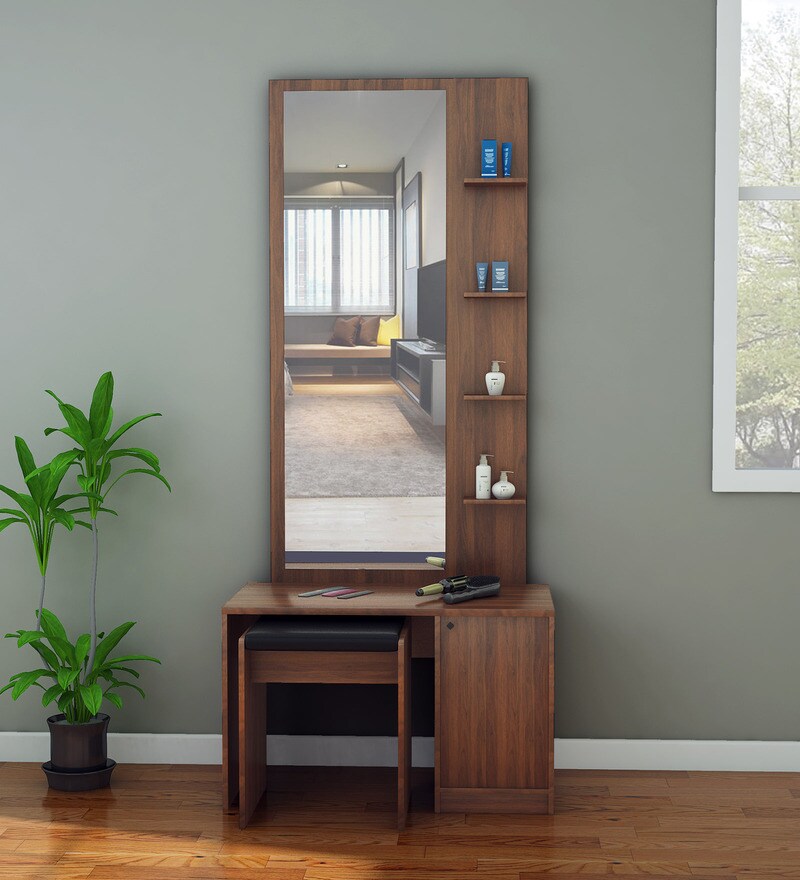 Buy Sansa Dresser With Mirror In Walnut Finish By Home Online