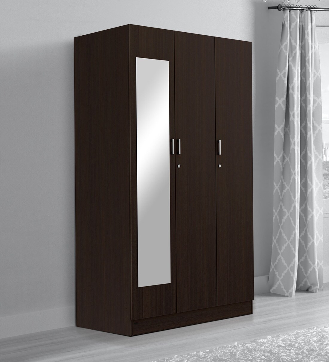 Buy Genesys 3 Door Wardrobe with Mirror in Cola Rain at 17 OFF by