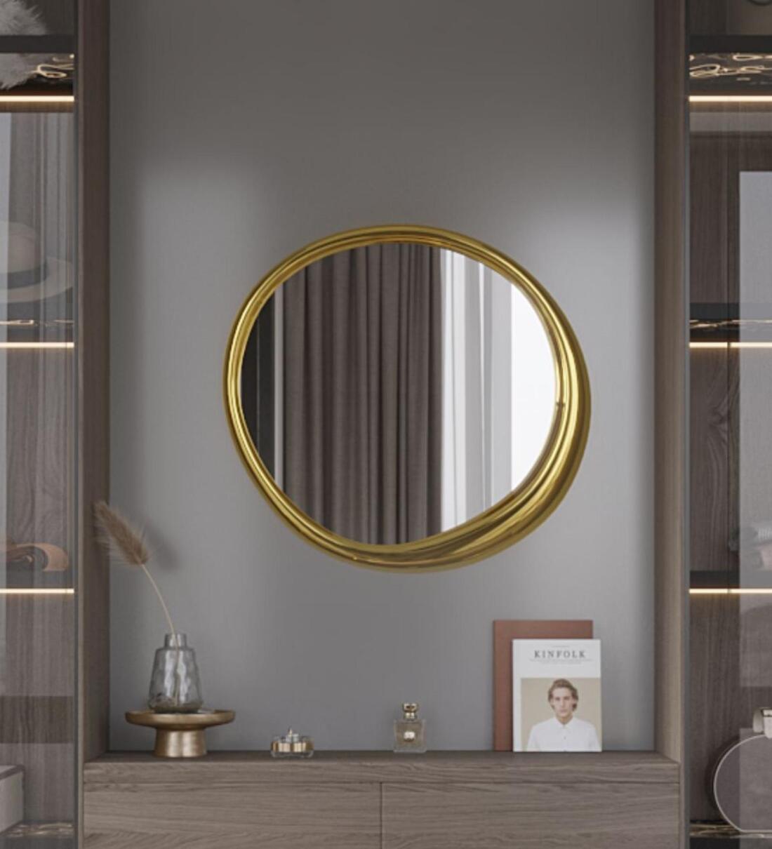 Buy Gold Abstract Moon Wall Mirror by Casagold at 28 OFF by CasaGold