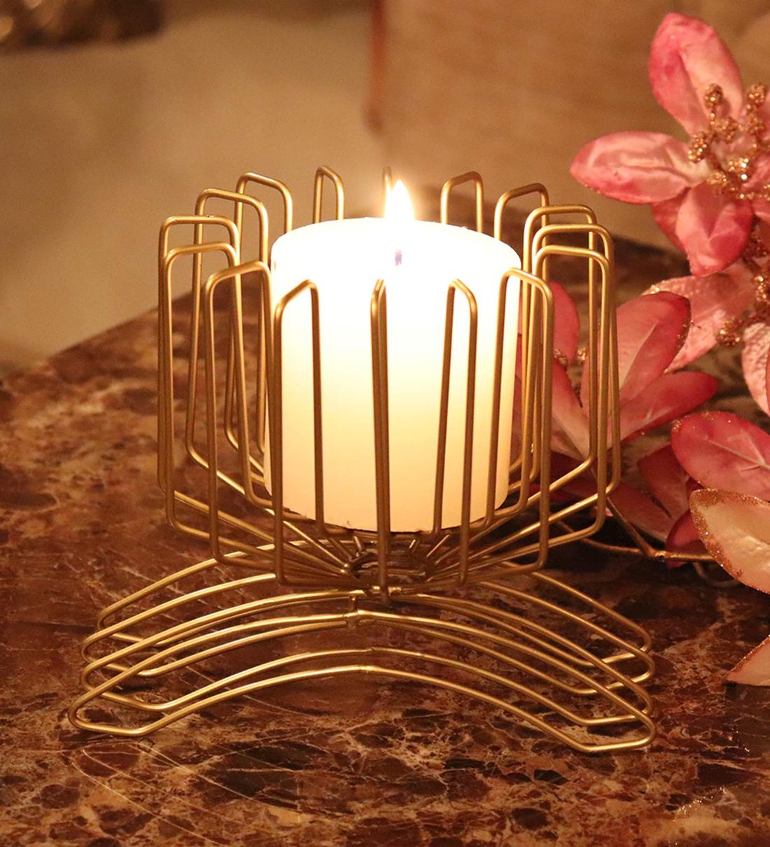 Buy Gold Iron Table Candle Holder by House of Sajja at 52 OFF by House