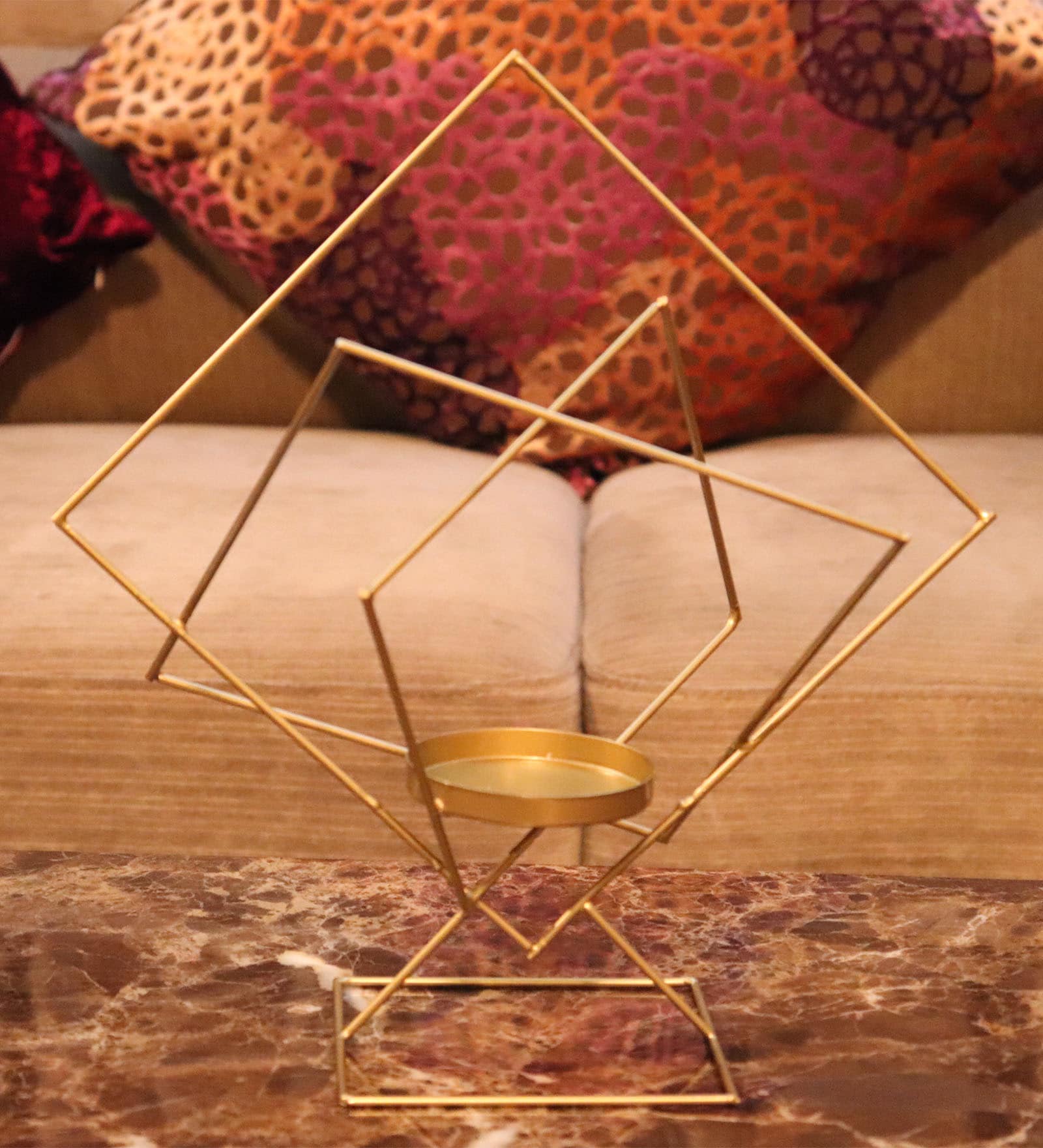 Buy Gold Iron Table Candle Holder by House of Sajja Online Table Tea