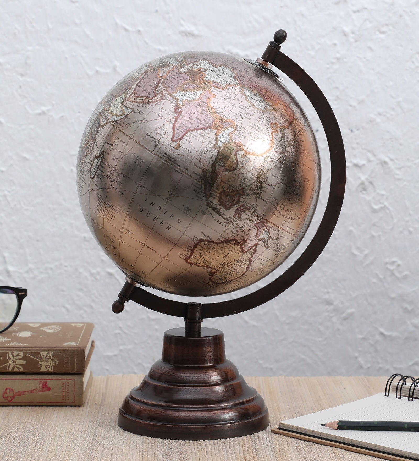 Buy Gold Plastic Geographical Map Table Globe Online - Nautical Decor ...