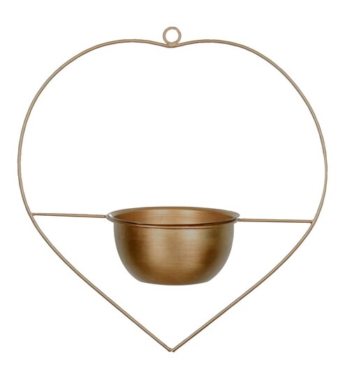 Buy Gold Metal Heart Shaped Hanging Bird Feeder By 1 Bhk Online