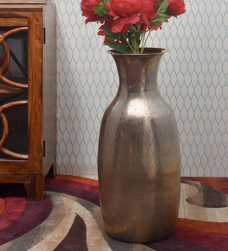 Buy Brown Gold Long Ceramic Vase By Artelier Online Floor