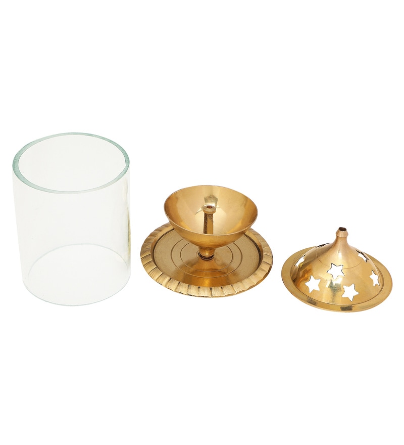 brass diya with lid