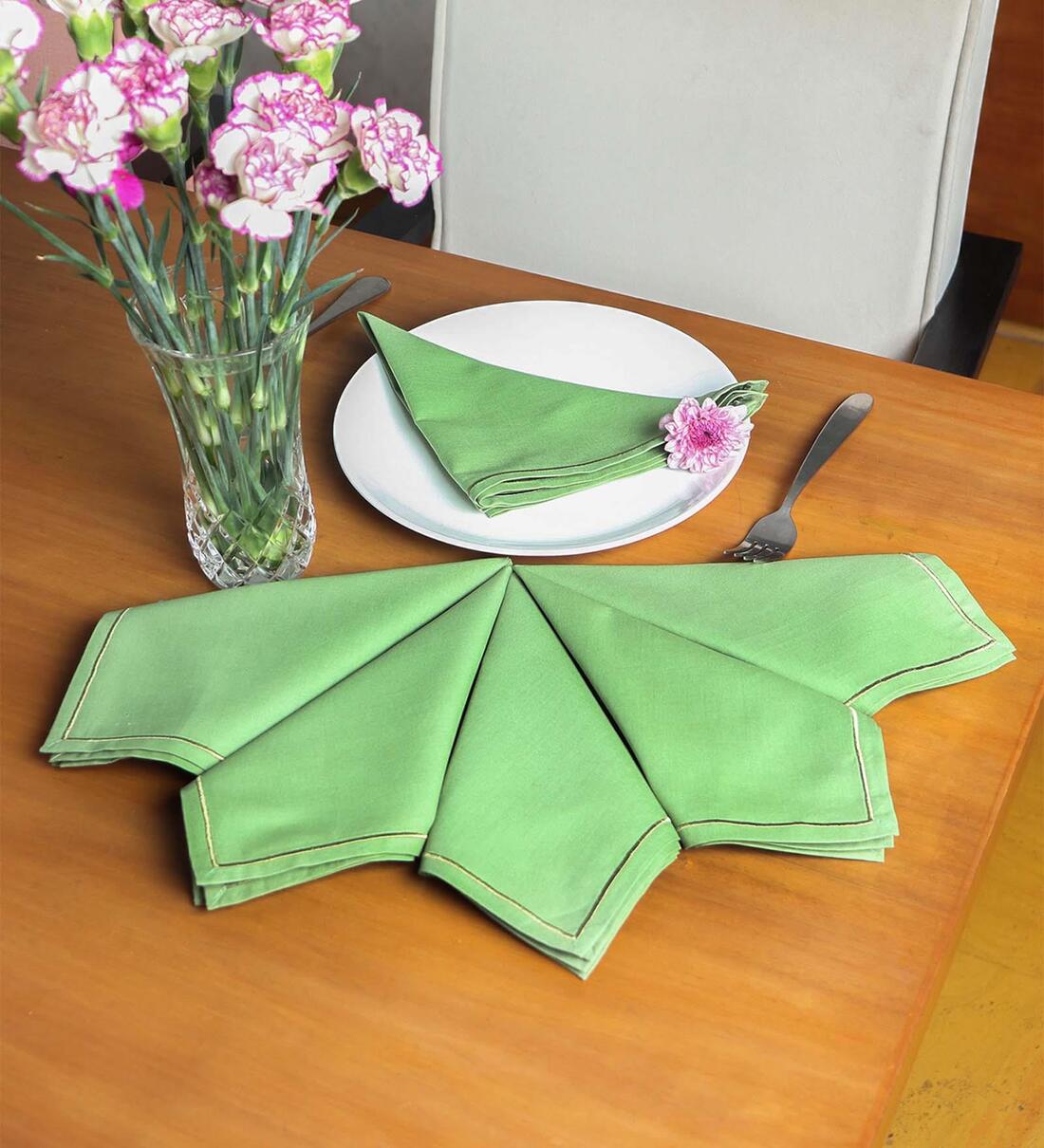 Buy Green Cotton (16x 16 )Inch Table Napkins (Set of 6) at 17 OFF by