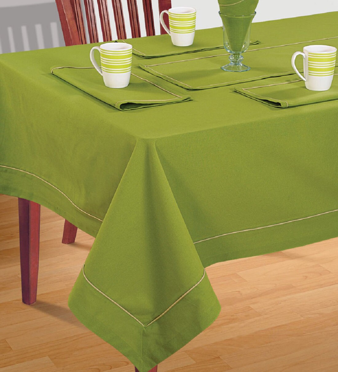 Buy Solid (118x70) Green Cotton Table Cloth at 35 OFF by Swayam