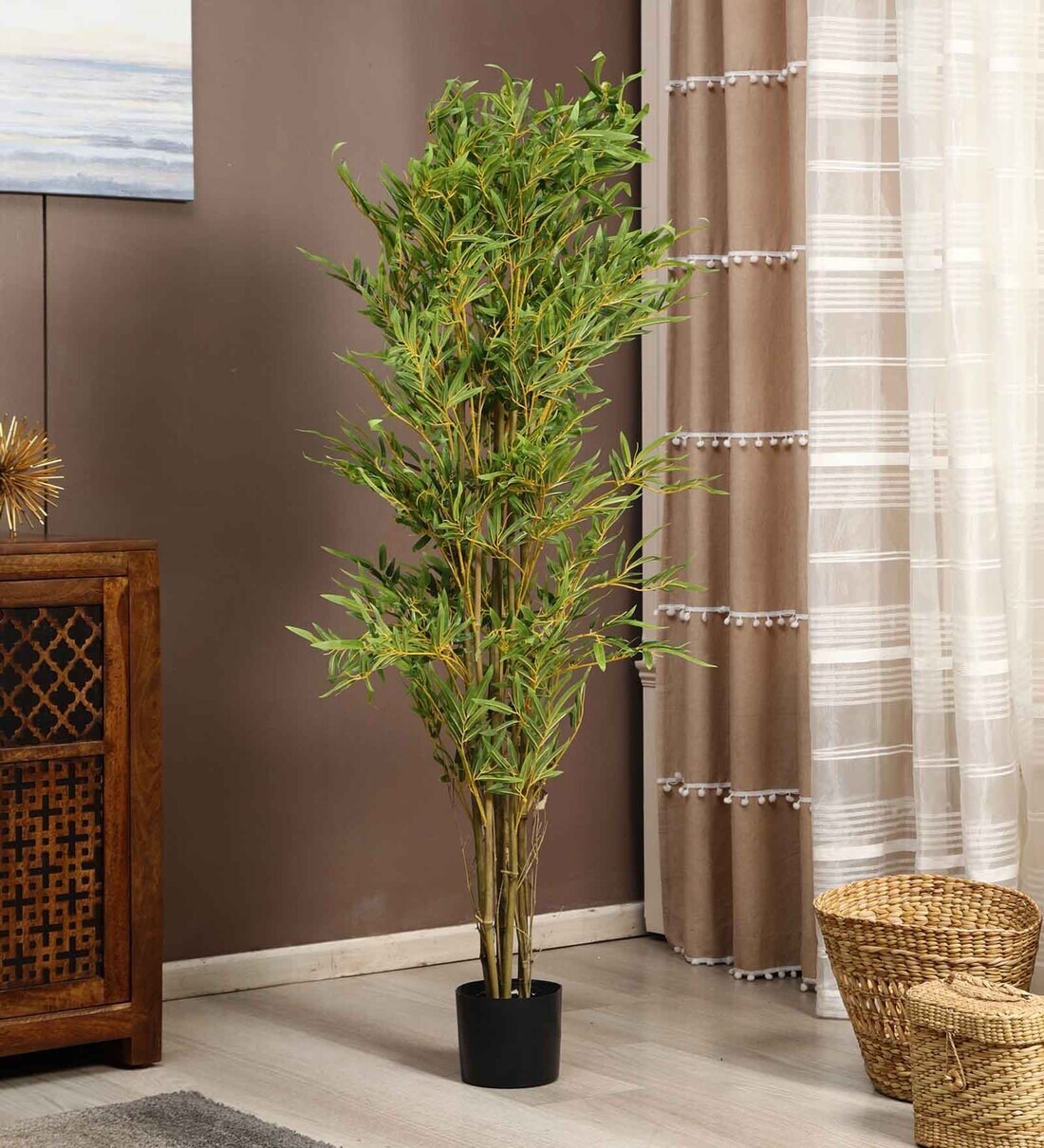 Buy Plastic Azur Green Bamboo With Pot Artificial Plant at 48% OFF by ...