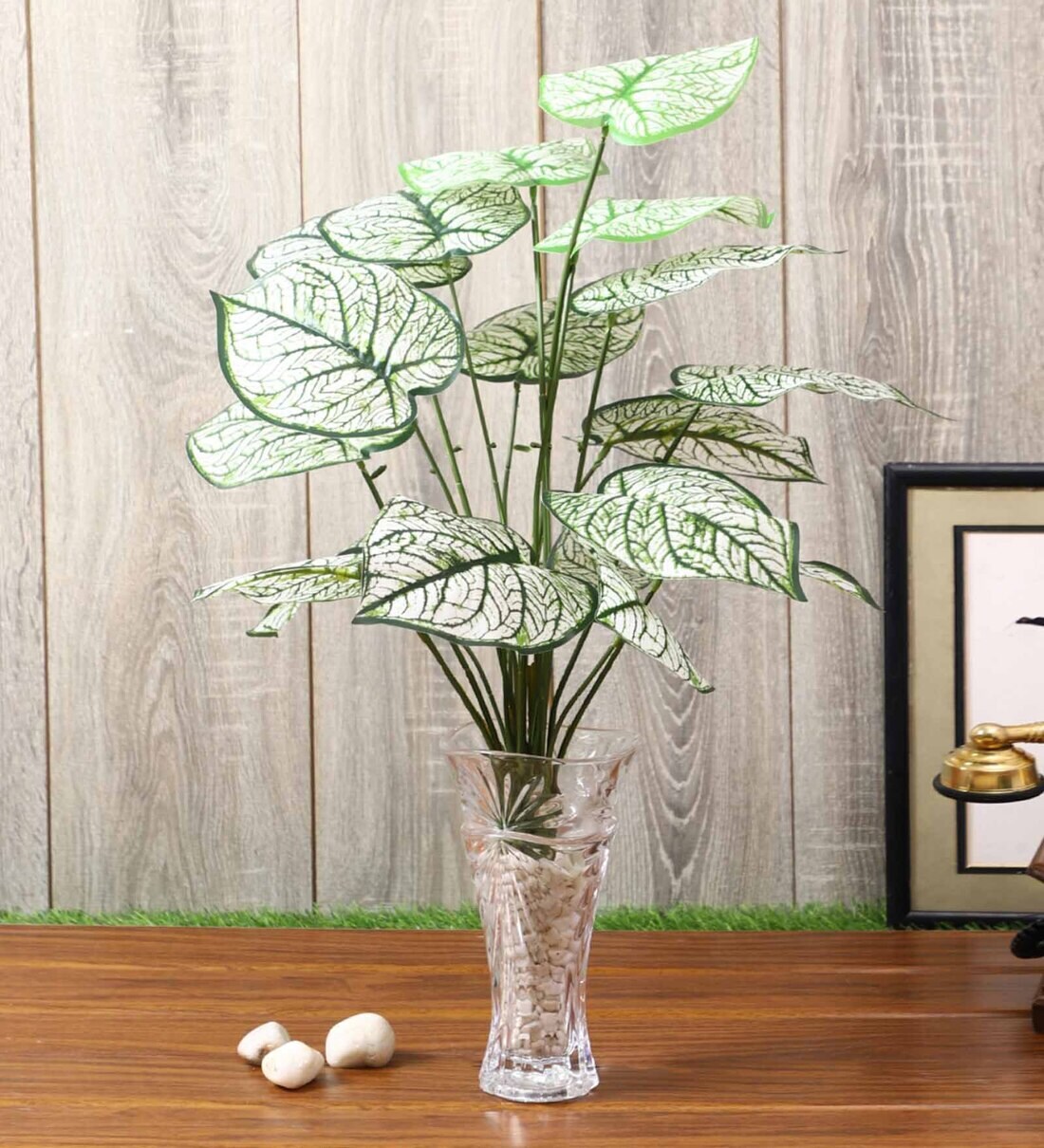 Buy Polyester Green Caladium Without Pot Artificial Plants at 57 OFF