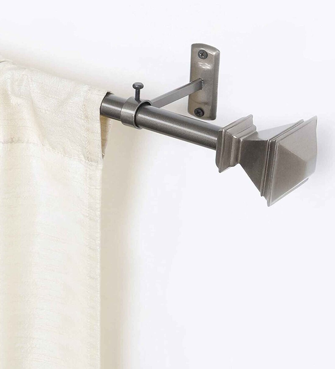 Buy Grey Square Gunmetal Iron Expandable 1 Curtain Rod with Accessories ...