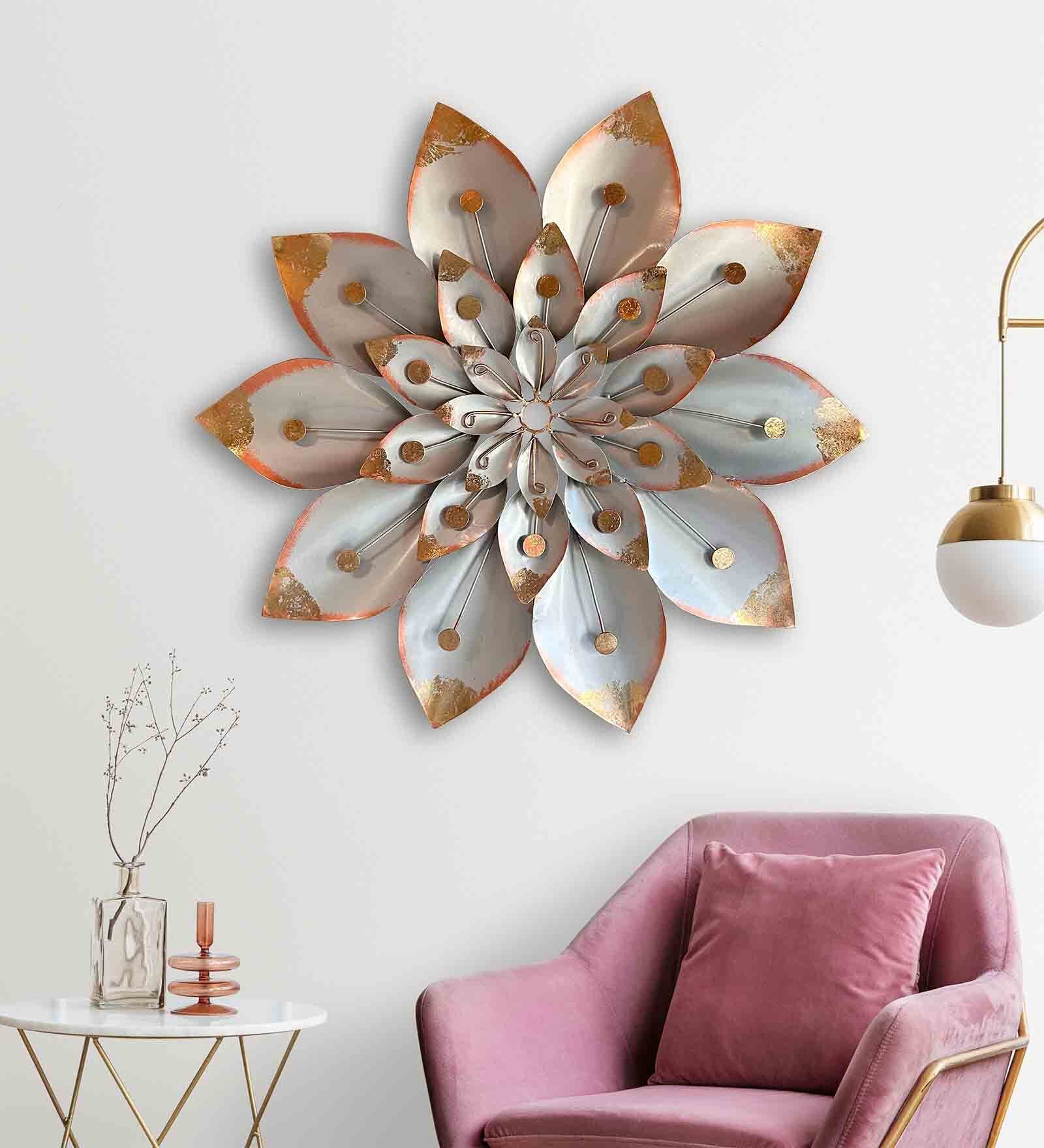 Buy Gray Mallow Flower Grey Metal Wall Art by Calibre Craft Company at