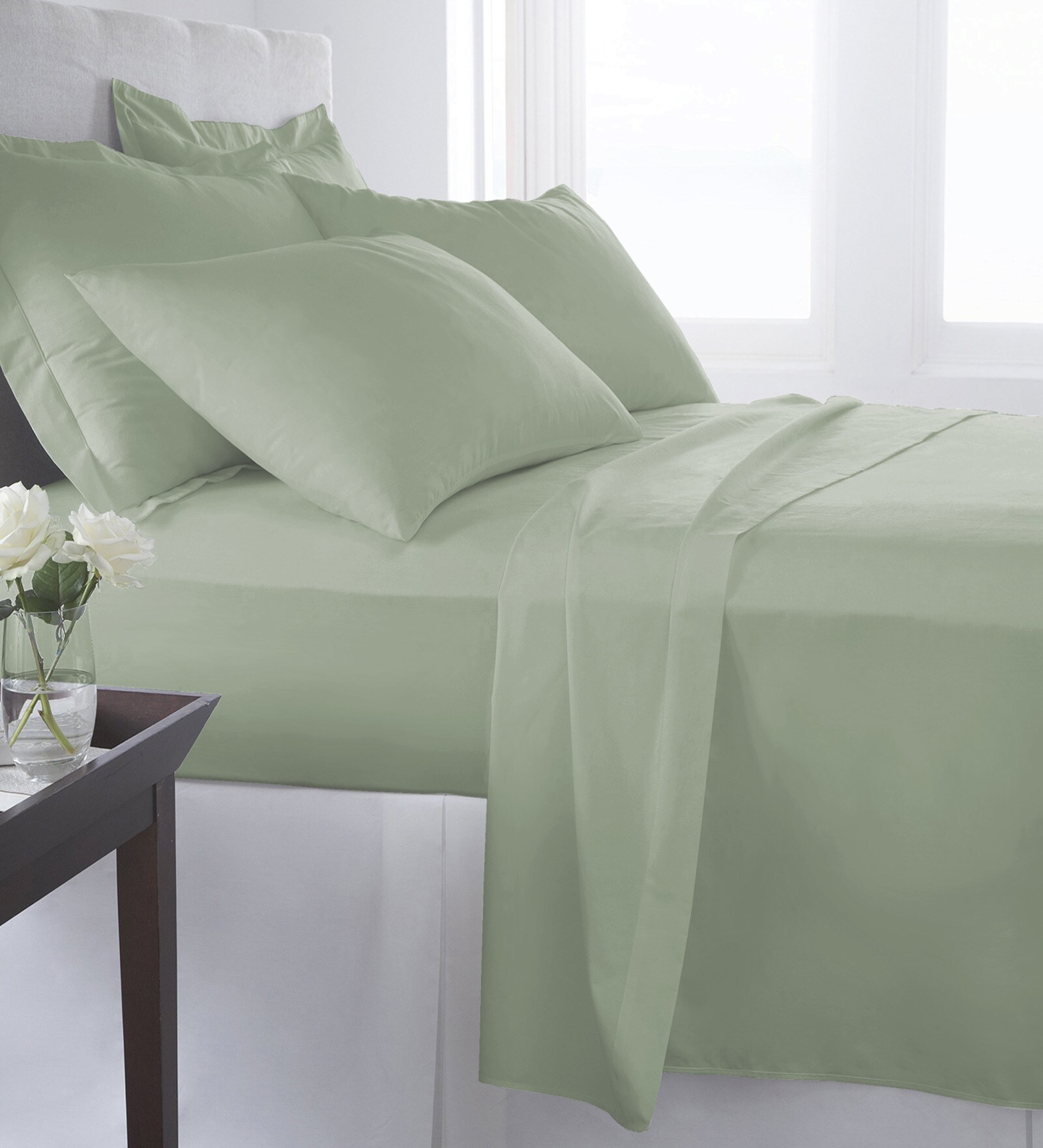 Buy 100 Cotton 400TC Single Fitted Bedsheet with 1 Pillow Covers by