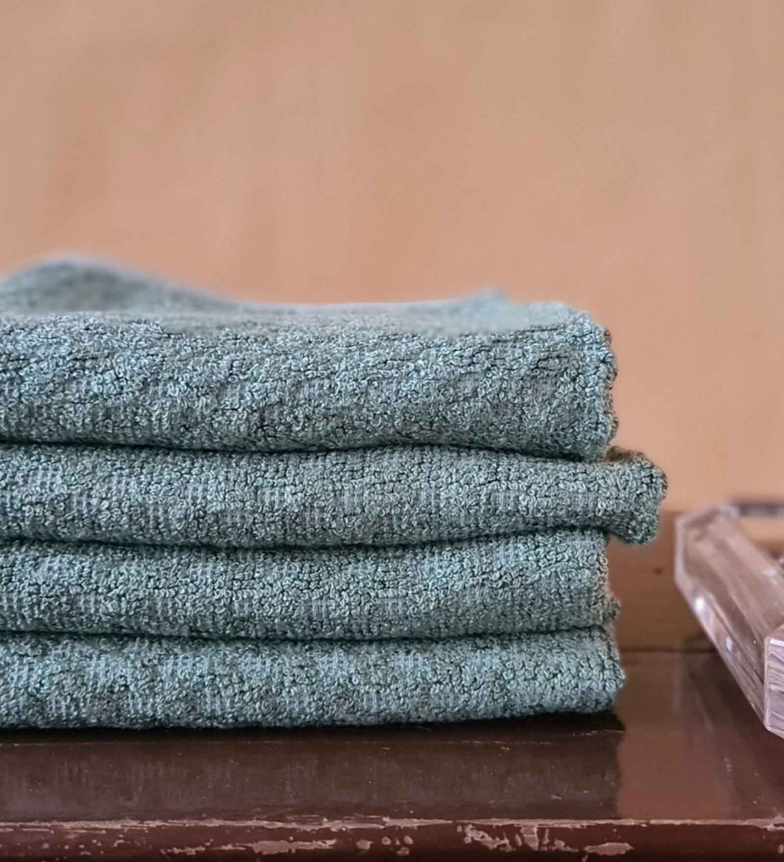 Buy Green 480 GSM Bamboo Hand Towel by Madake Online Solid Hand and