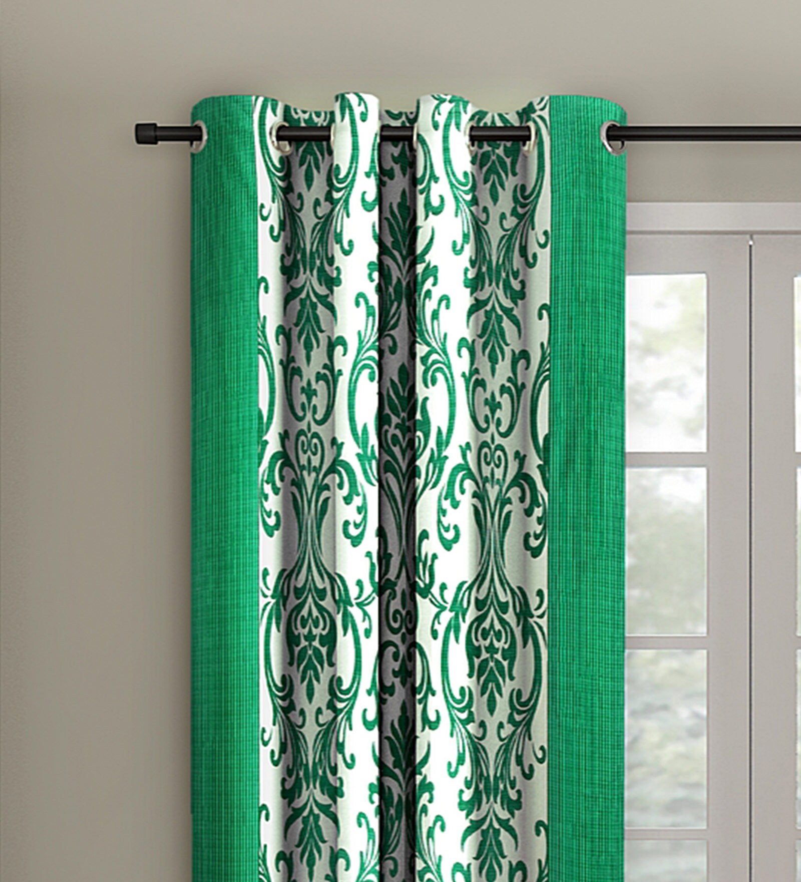 Buy Green Traditional Polyester 5 Ft Semisheer Eyelet Window Curtains (Set of 2) by Cortina