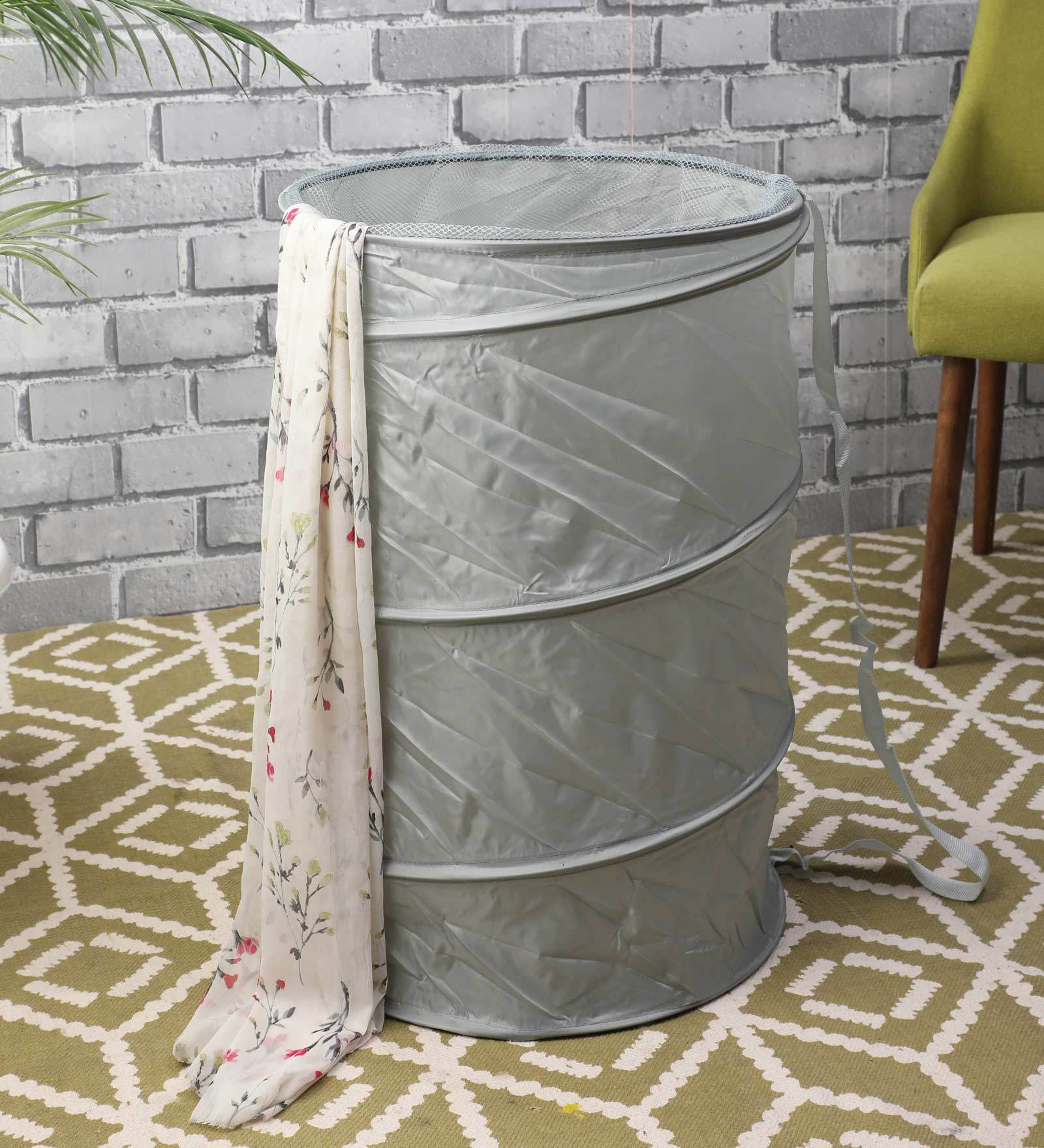 Buy 20 Ltr Polyester Laundry Basket In Grey By Muren Online