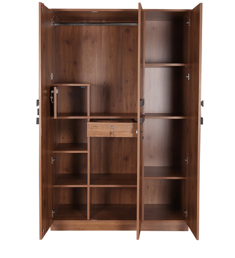 Buy Grafton Three Door Wardrobe In Natural Pine Black Finish By