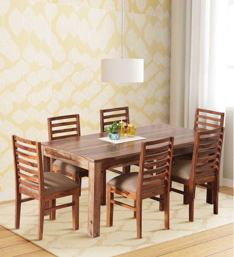 Buy Portland Solid Wood 6 Seater Dining Set In Premium Acacia