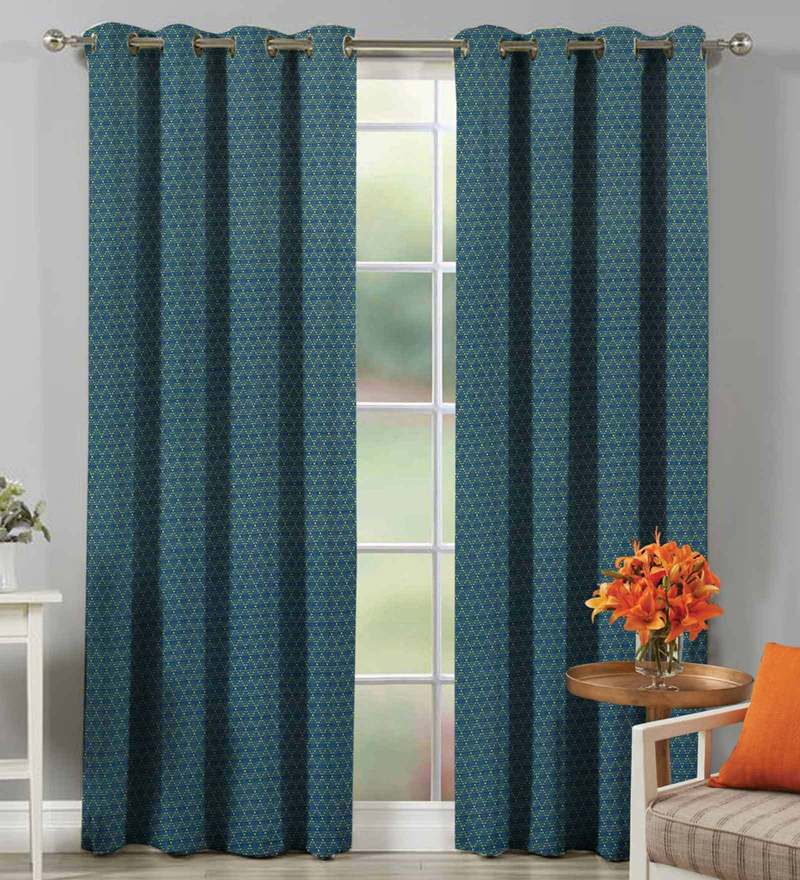 Buy Red Polyester 46 X 90 Inch Jacquard Eyelet Door Curtain Set
