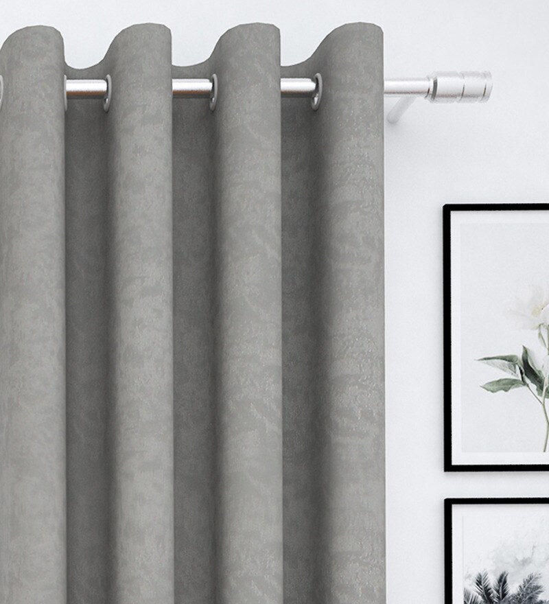 Buy Self Design Solid Brown Color 100 Cotton Eyelet Curtain Door