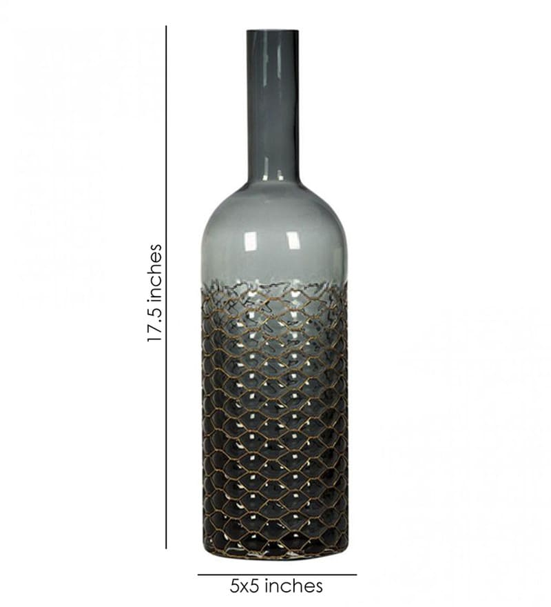 Buy Grey Glass Vase For Home Party Decoration By Casamotion