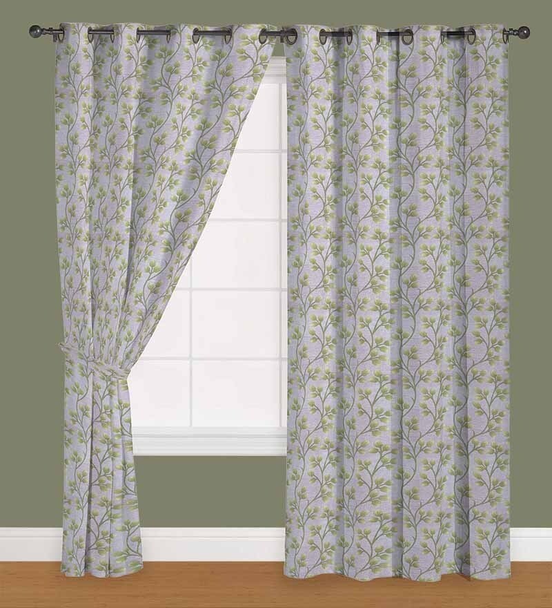 Presto Purple N Gold Colour Floral Jacquard Window Curtain By