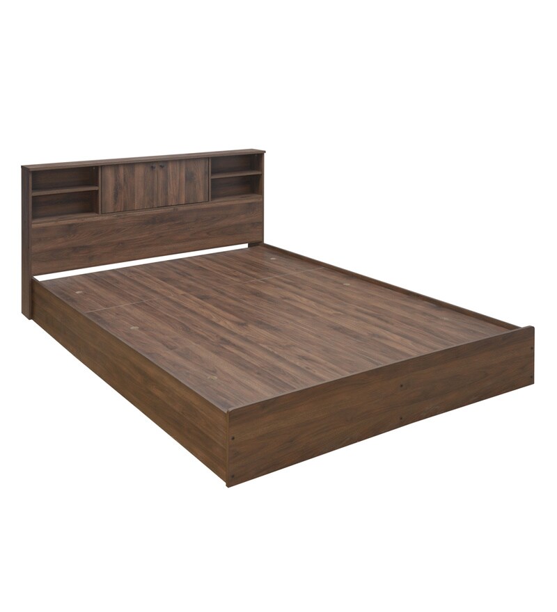 Buy Gunner Queen Size Bed with Storage in Wenge Finish by home Online