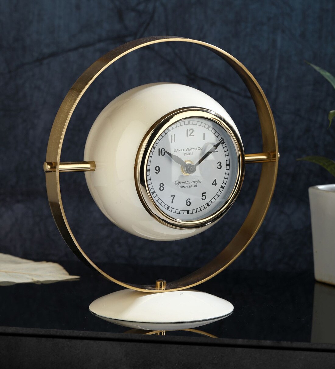 Buy Halo Ivory & Gold Aluminium Table Clock at 36 OFF by Decor de