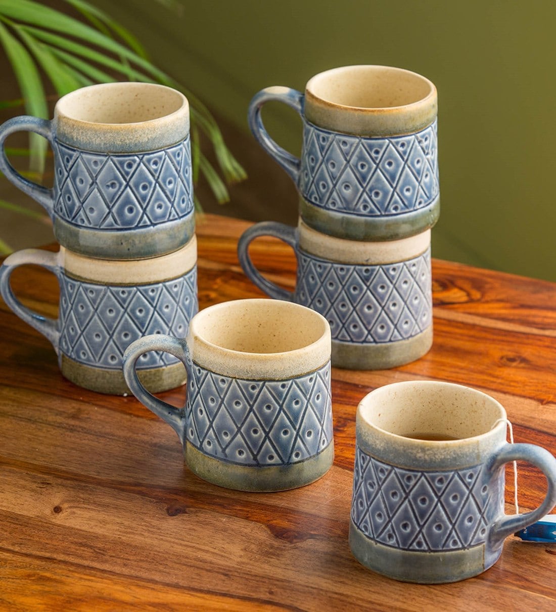 Buy Ceramic 200 ML Hand Carved & HandPainted Studio Pottery Tea Cups