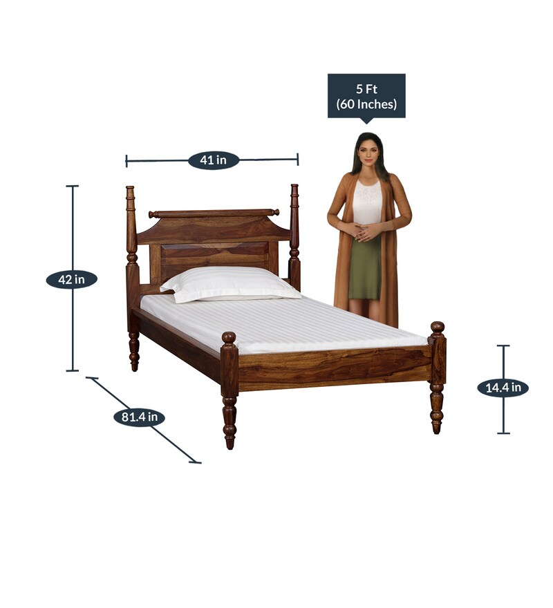 Buy Harleston Solid Wood Single Bed in Provincial Teak Finish by