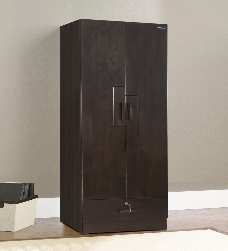 Buy Armour Two Door Mirror Wardrobe In Brown And Ivory Colour By