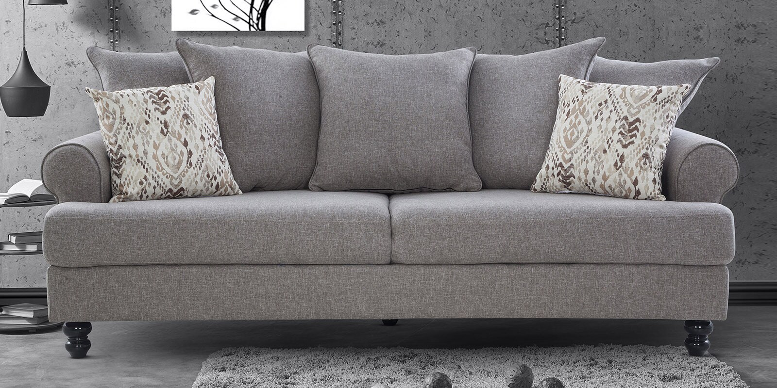 Buy Hereford 3 seater Sofa in Grey Colour Online Modern Sofa Sets Sofa Sets Furniture