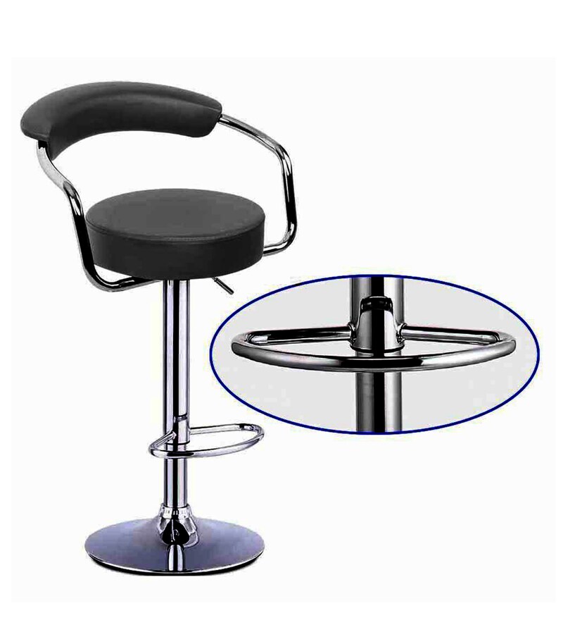 Buy Height Adjustable Chrome Based Swivel Bar Stool in Black by
