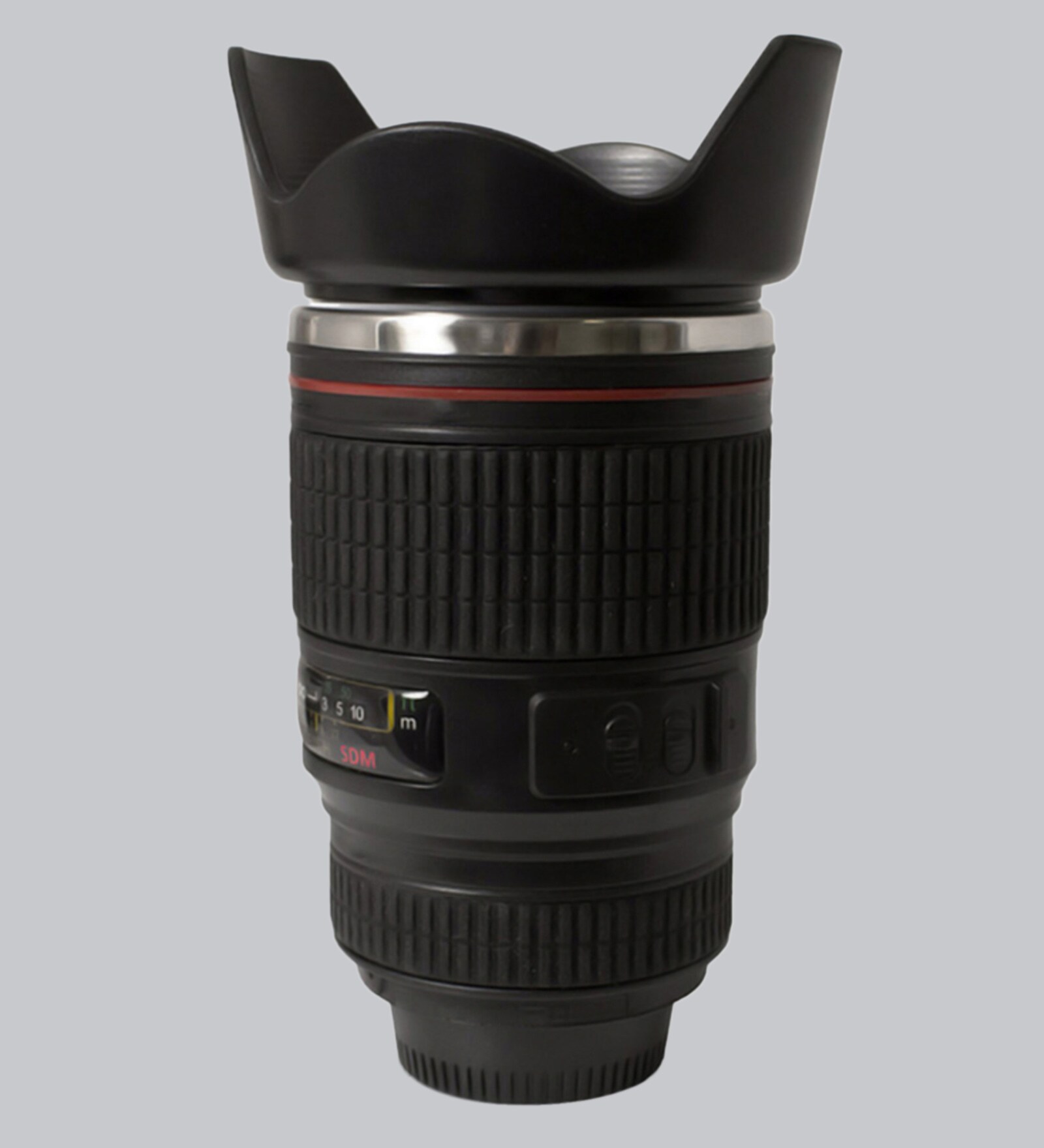 Buy Hitplay Camera Lens Mug with Lid Black Plastic & Stainless Steel 400 ML Camera Lens Mug with