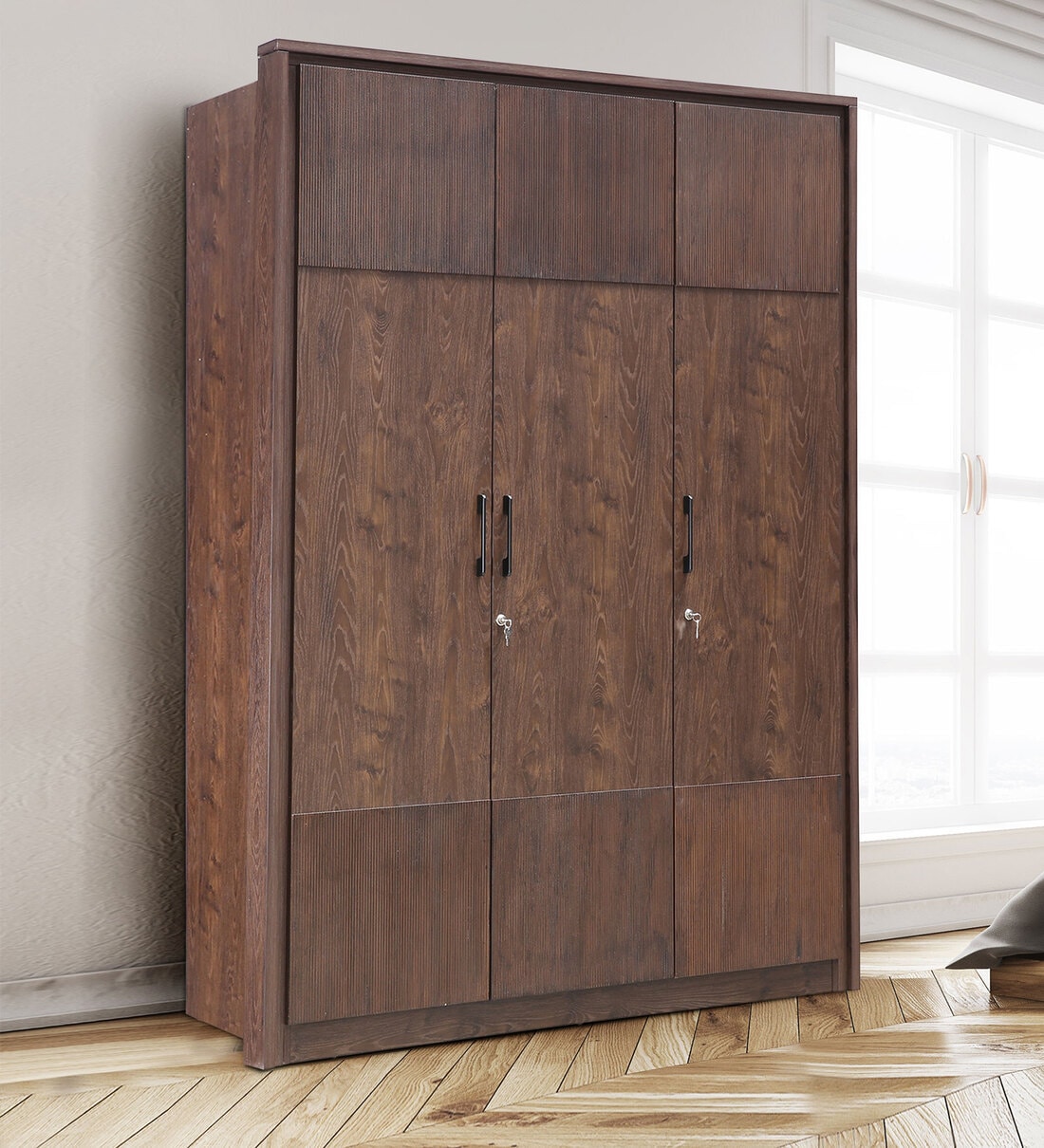 Buy Hugo 3 Door Wardrobe In Walnut Finish At 69% Off By Hometown 