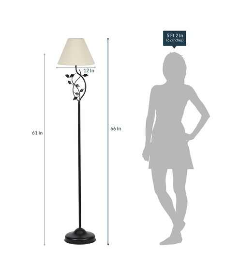Buy Illinois White Fabric Shade Floor Lamp With Metal Base By