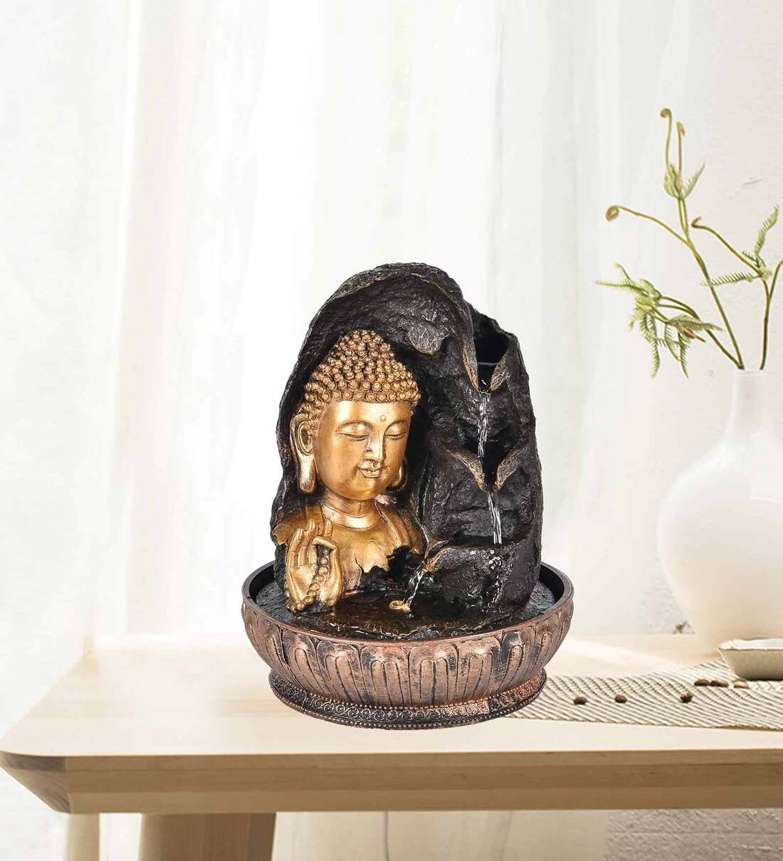 Buy Impression Blessing Buddha Black & Gold Polyresin Water Fountain by ...