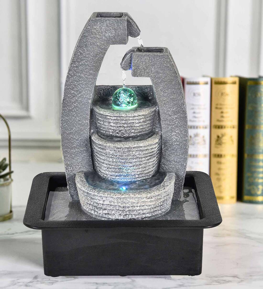 Buy Impression Trio Bowl Grey & Black Polyresin Water Fountain by