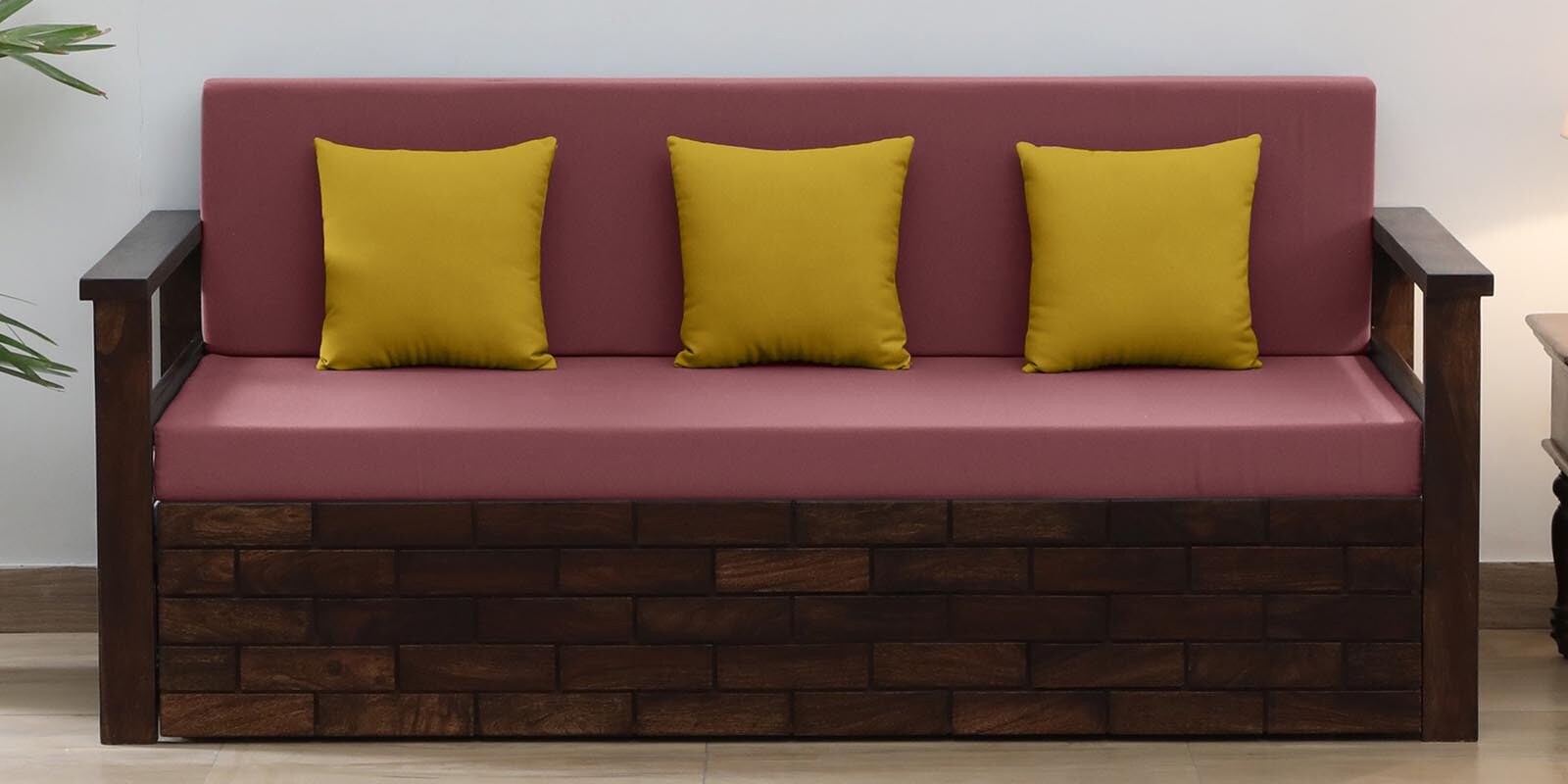Buy Indus Sheesham Wood Pull Out 3 Seater Sofa Cum Bed In Provincial