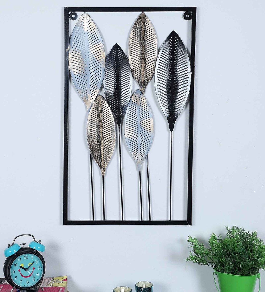 Buy Iron Black & Gold Leaves Rectangular Metal Wall Art at 27 OFF by