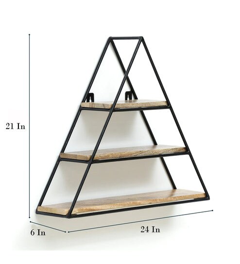 Buy Iron And Wood Triangle Wall Shelf In Brown Color By Bohemiana Online Novelty Wall Shelves Wall Shelves Home Decor Pepperfry Product