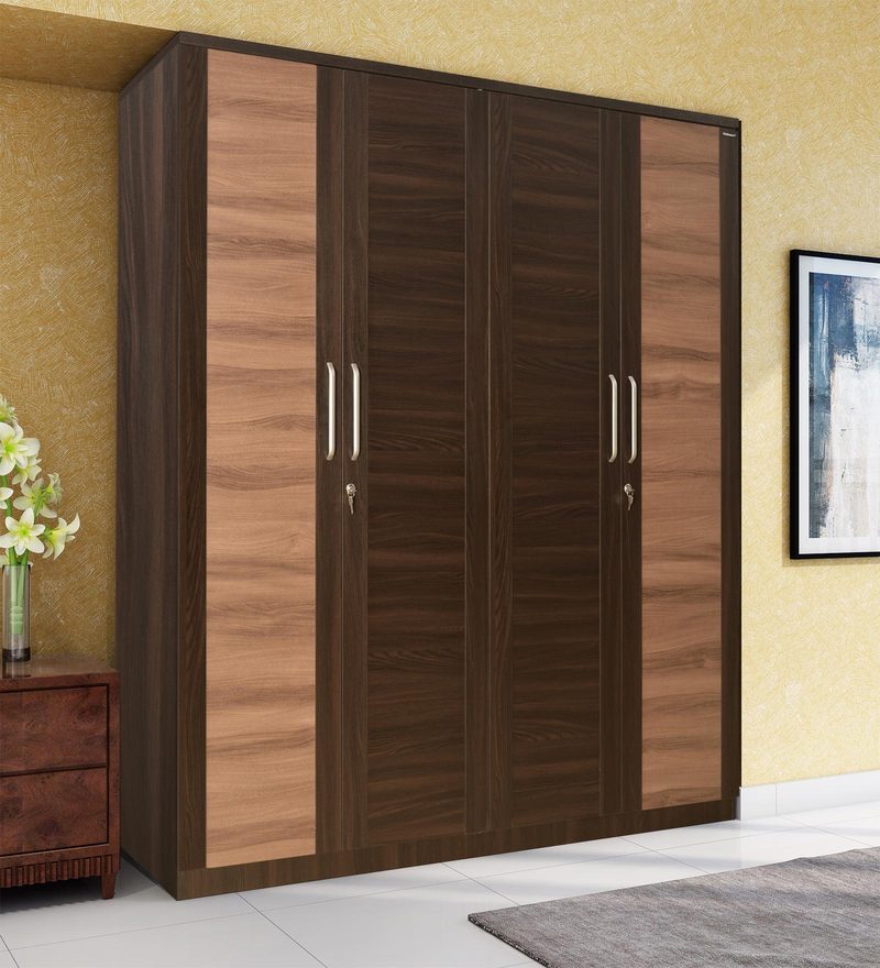 Buy Aria Four Door Wardrobe In Brown Color By Nilkamal Online 4