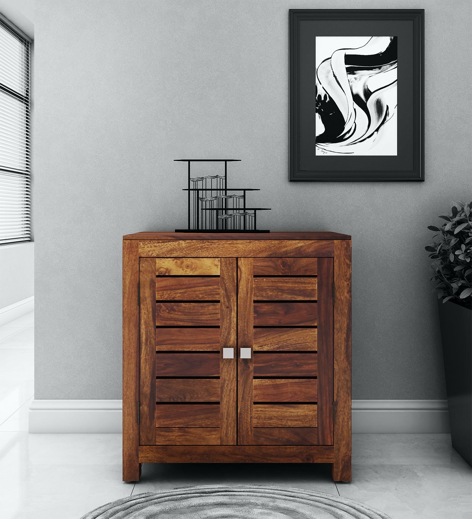 Buy Paphos Sheesham Wood Shoe In Provincial Teak Finish Online