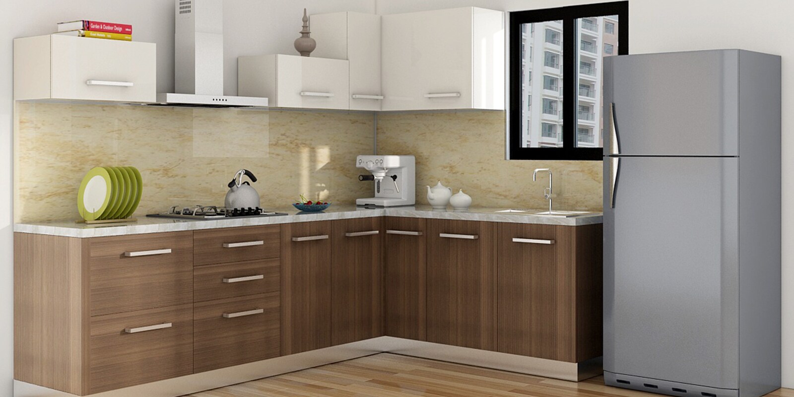Buy Jean L Shaped Modular Kitchen Designed in MDF Online L Shaped