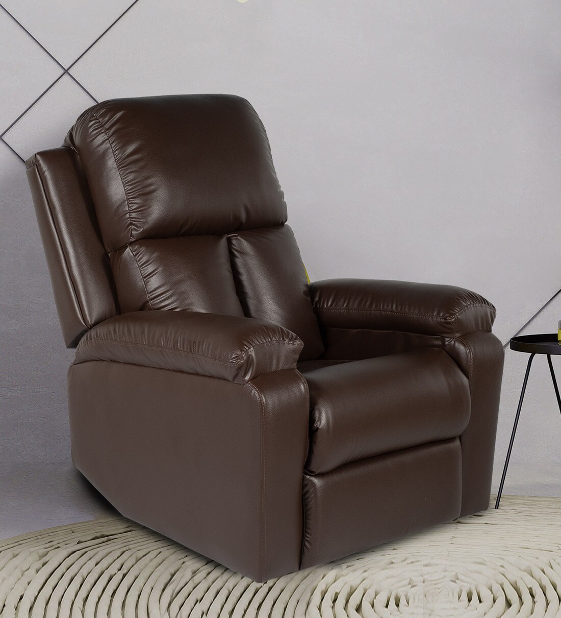 Buy Jijo Leatherette Manual 1 Seater Recliner in Brown Colour Online ...